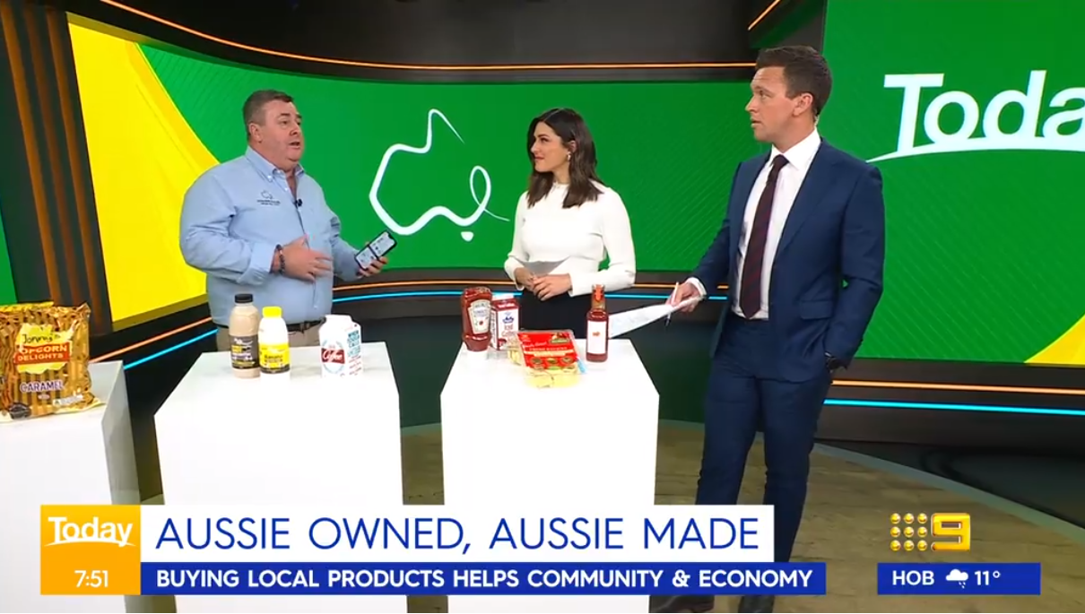 Bring Back Australia app founder Michael Duregon discussing the app with Sarah Abo and James Bracey on the Today Show